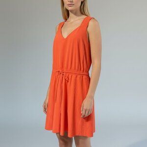 Athleta Savannah Strap Dress MP Orange Red V Neck Pockets EUC Casual Travel